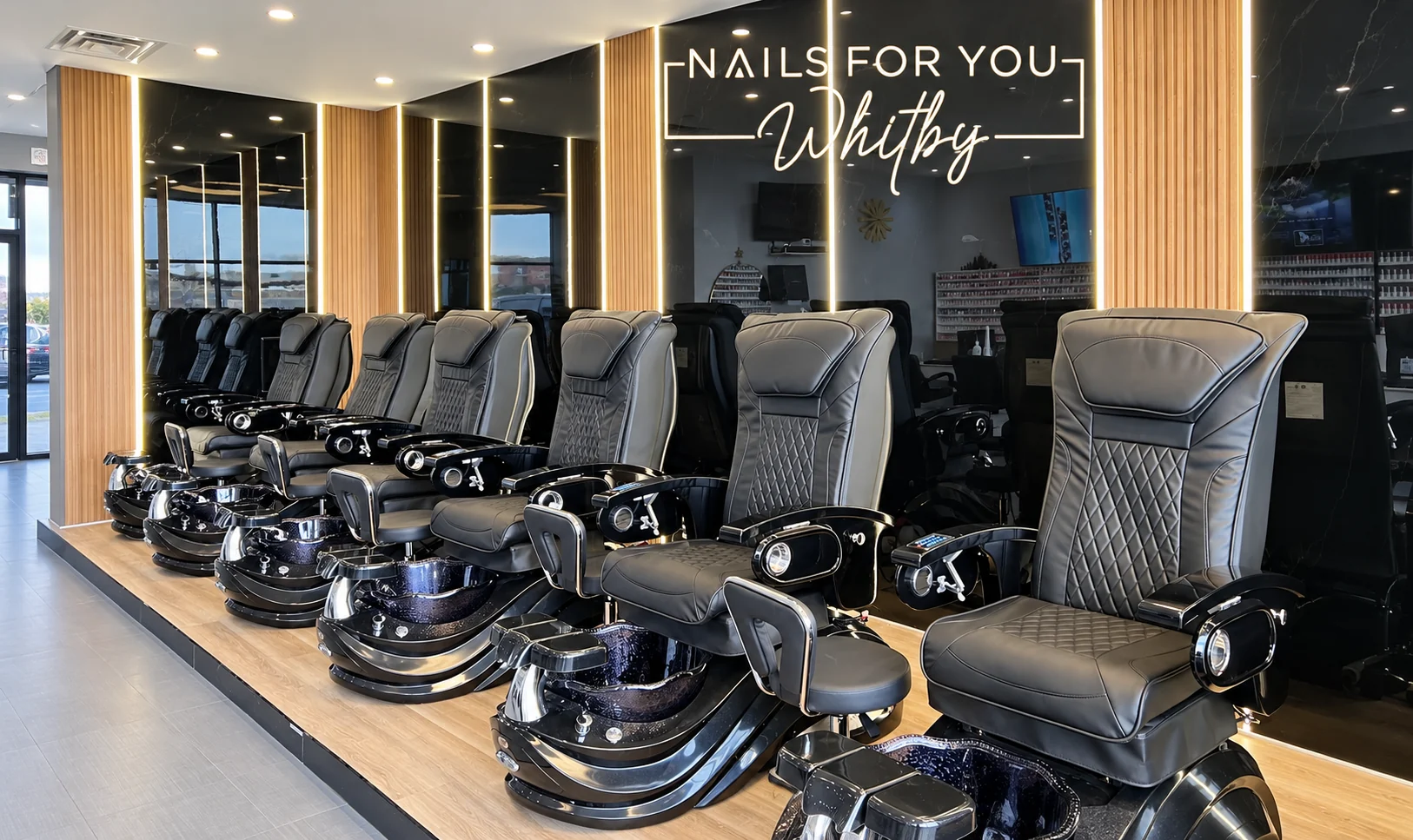 Pedicure chairs inside Nails For You Whitby
